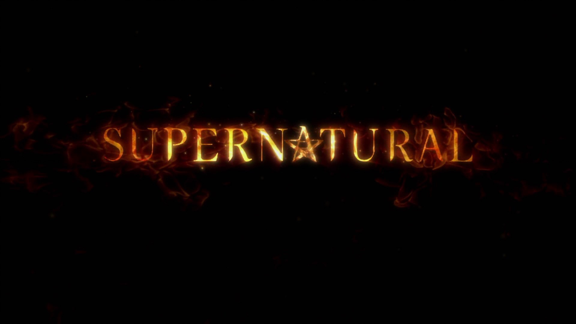 Logo Supernatural, Fuoco, Sfondo nero, Full HD, wallpaper per computer