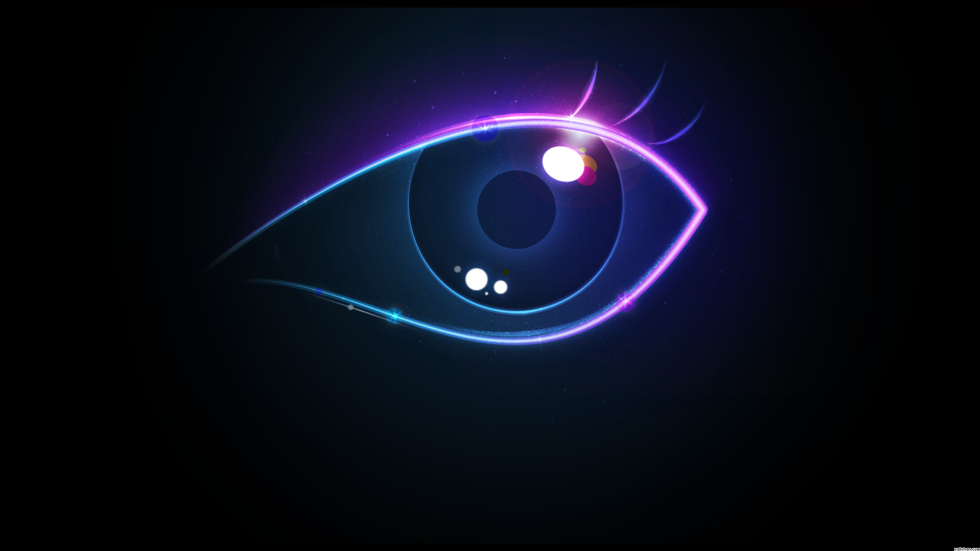 Occhio, Linee luminose, Blu, Minimalista, Full HD, sfondo per PC