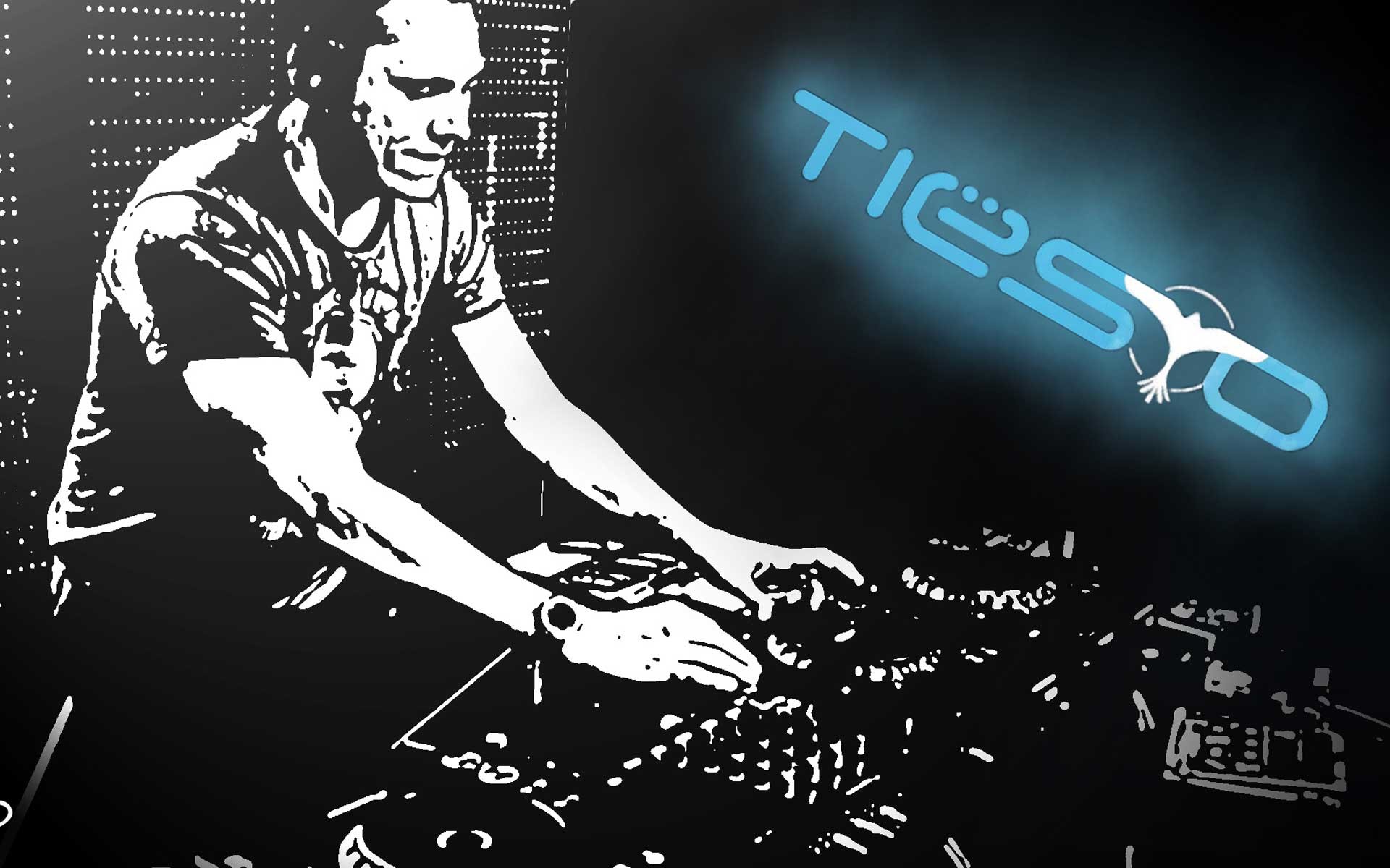 Tiësto, Logo Tiësto, DJ, Bianco e nero, 1920x1200, sfondo MacBook Pro
