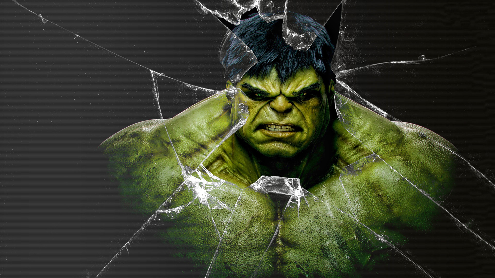 Hulk, Marvel, Vetro rotto, Primo piano, Full HD, sfondo per portatile
