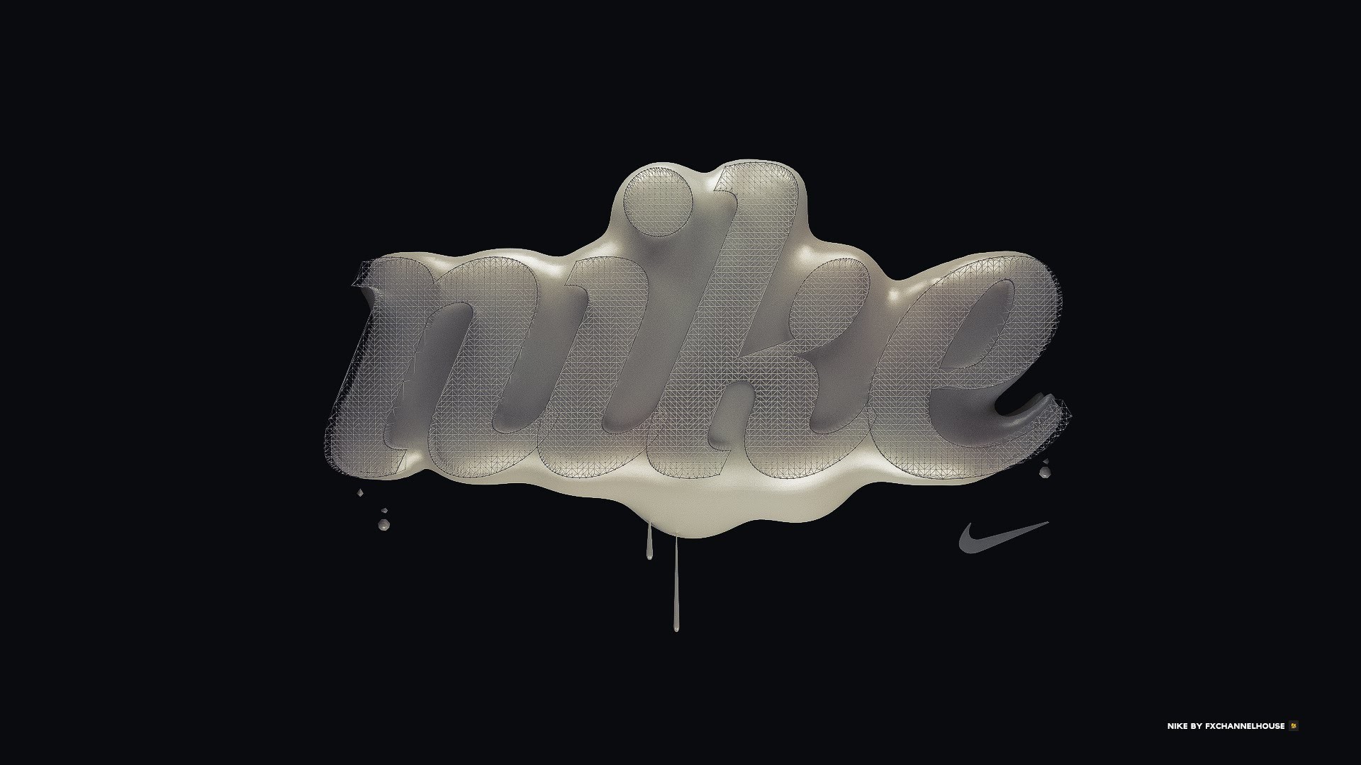 Nike, Logo 3D, Argento, Sfondo nero, Full HD, wallpaper per PC