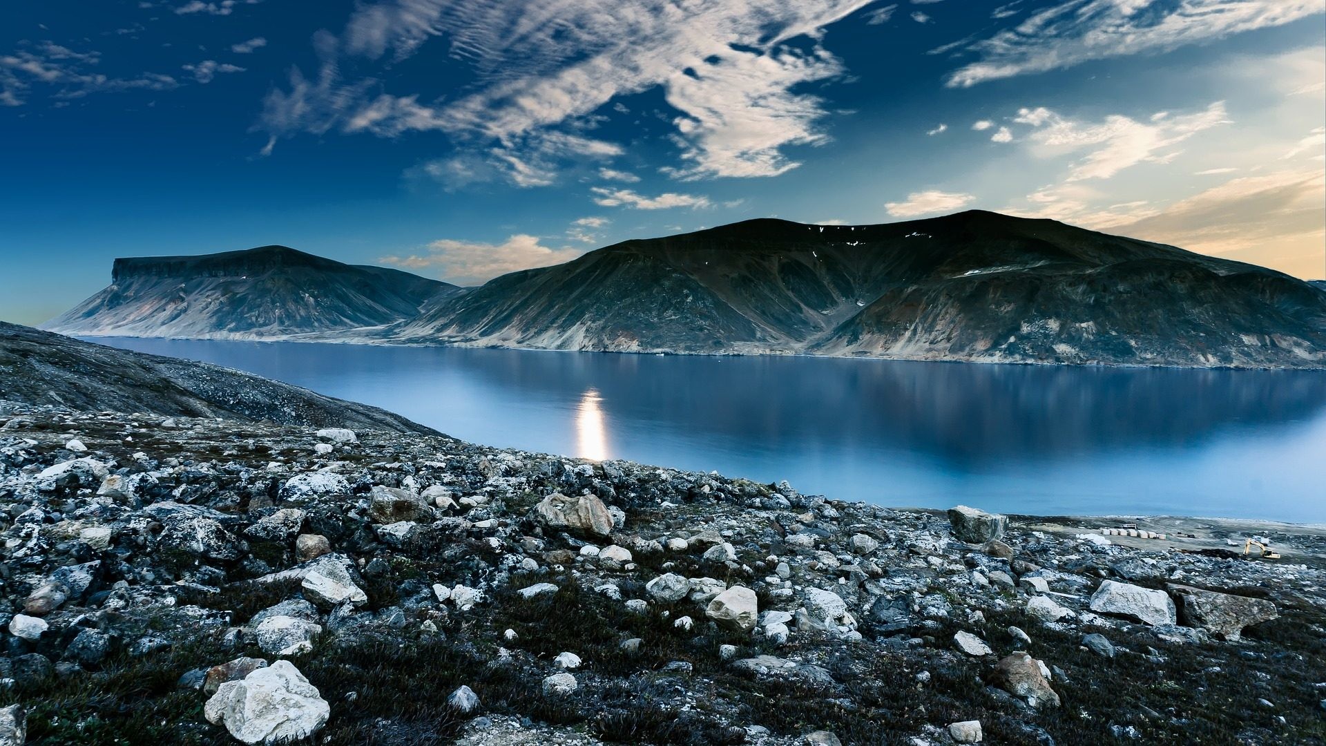 Lago, Montagne, Sassi, Cielo, Full HD, sfondo per PC e portatile