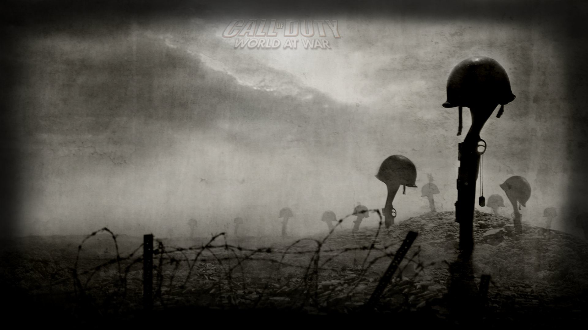 Call of Duty: World at War, Elmetti, Croci, Filo spinato, Seconda guerra mondiale, sfondo desktop