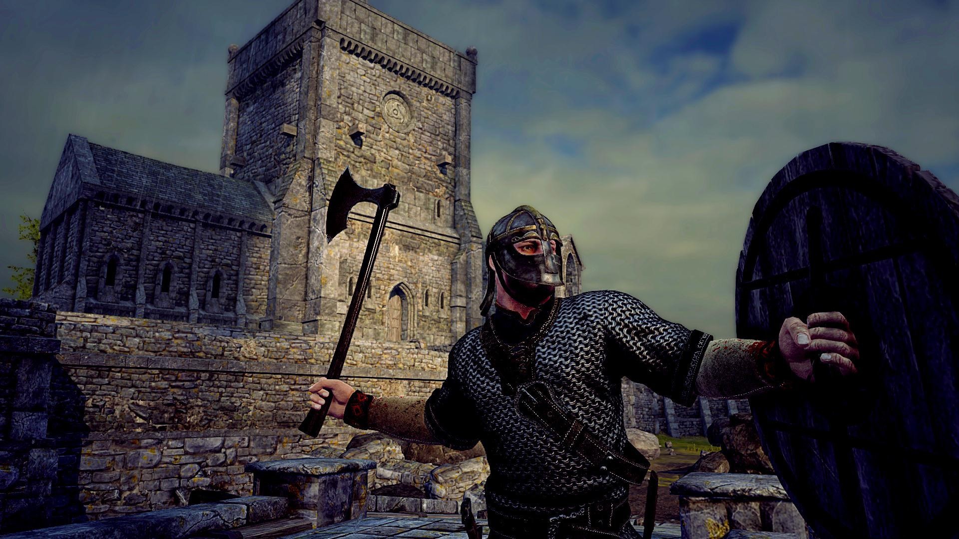 Guerriero vichingo, Ascia, Chiesa, Lindisfarne, Full HD, wallpaper per PC