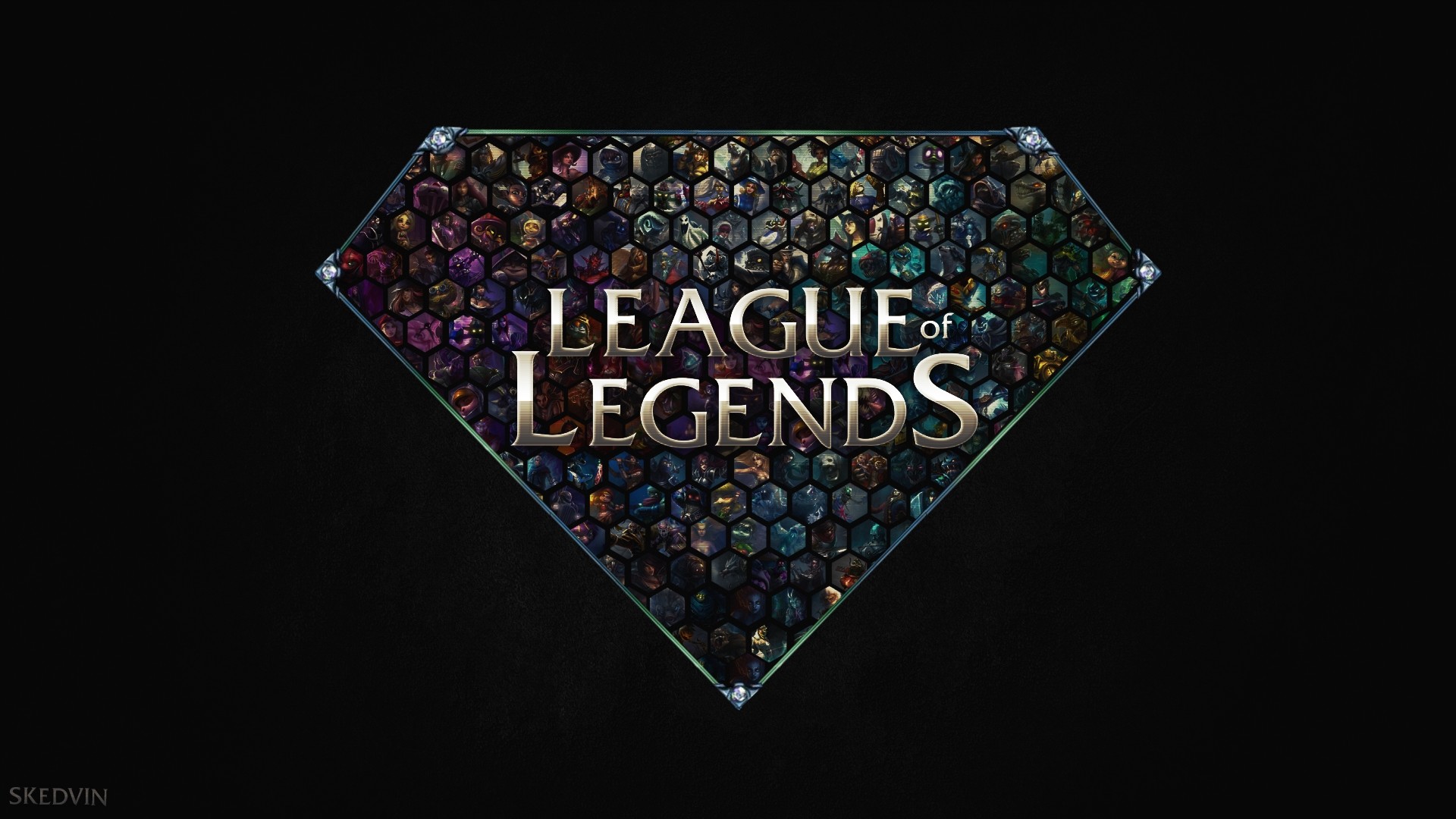 League of Legends, Logo, Campioni, Diamante, 16:9 Full HD, sfondo widescreen