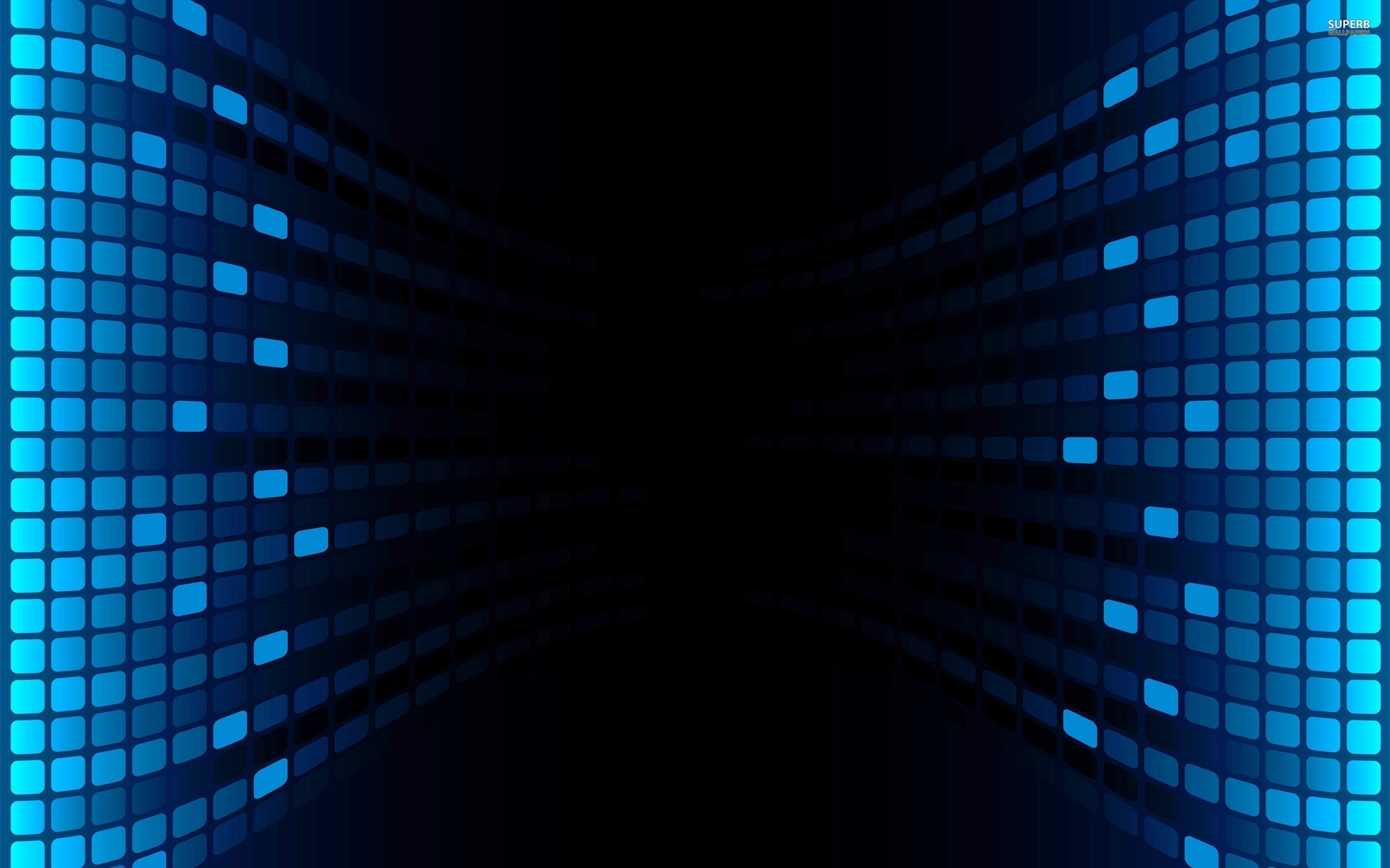 Quadrati luminosi, Prospettiva, Blu, Tunnel, 2K, sfondo per PC e portatile