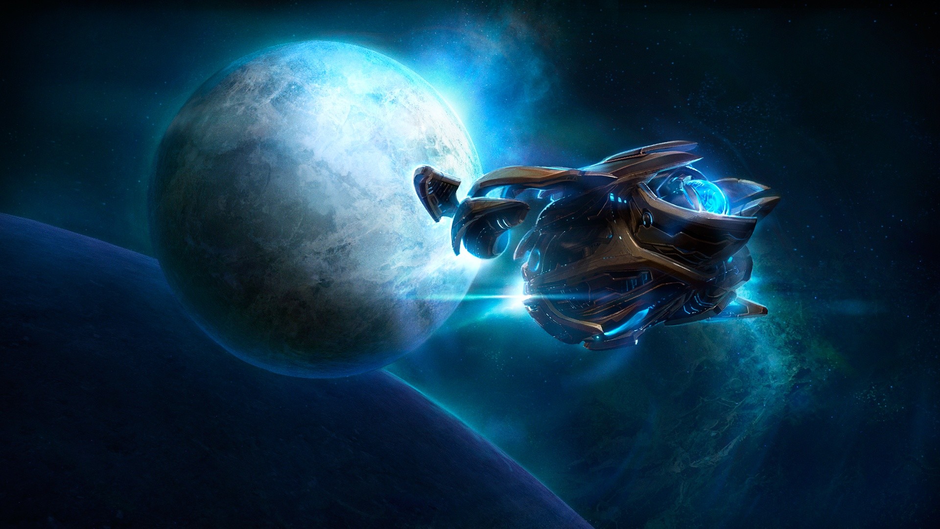 StarCraft II, Protoss, Astronave, Pianeta, Full HD 1080p, sfondo desktop