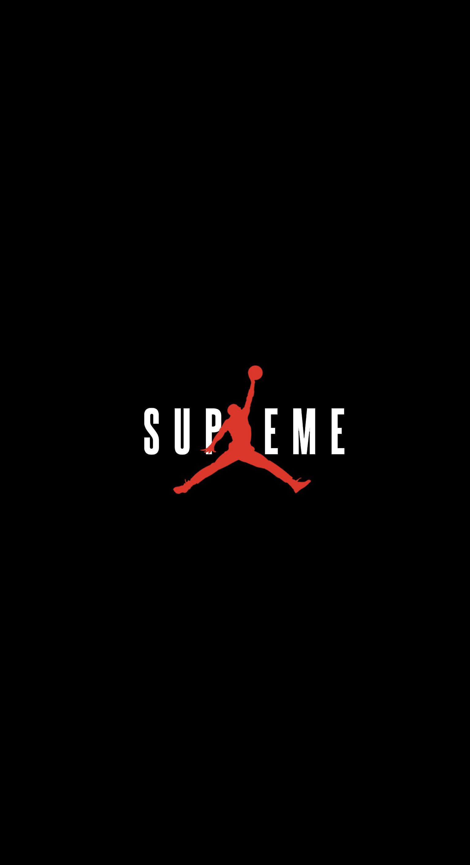 Supreme, Air Jordan, Jumpman, Sfondo nero, wallpaper per iPhone e Android