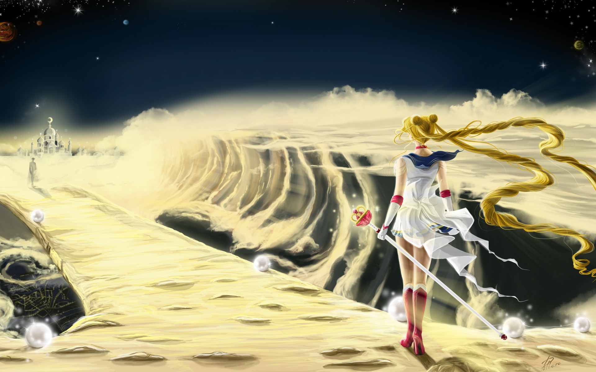 Sailor Moon, Deserto, Dorato, Arte digitale, 1920x1200, sfondo MacBook Pro