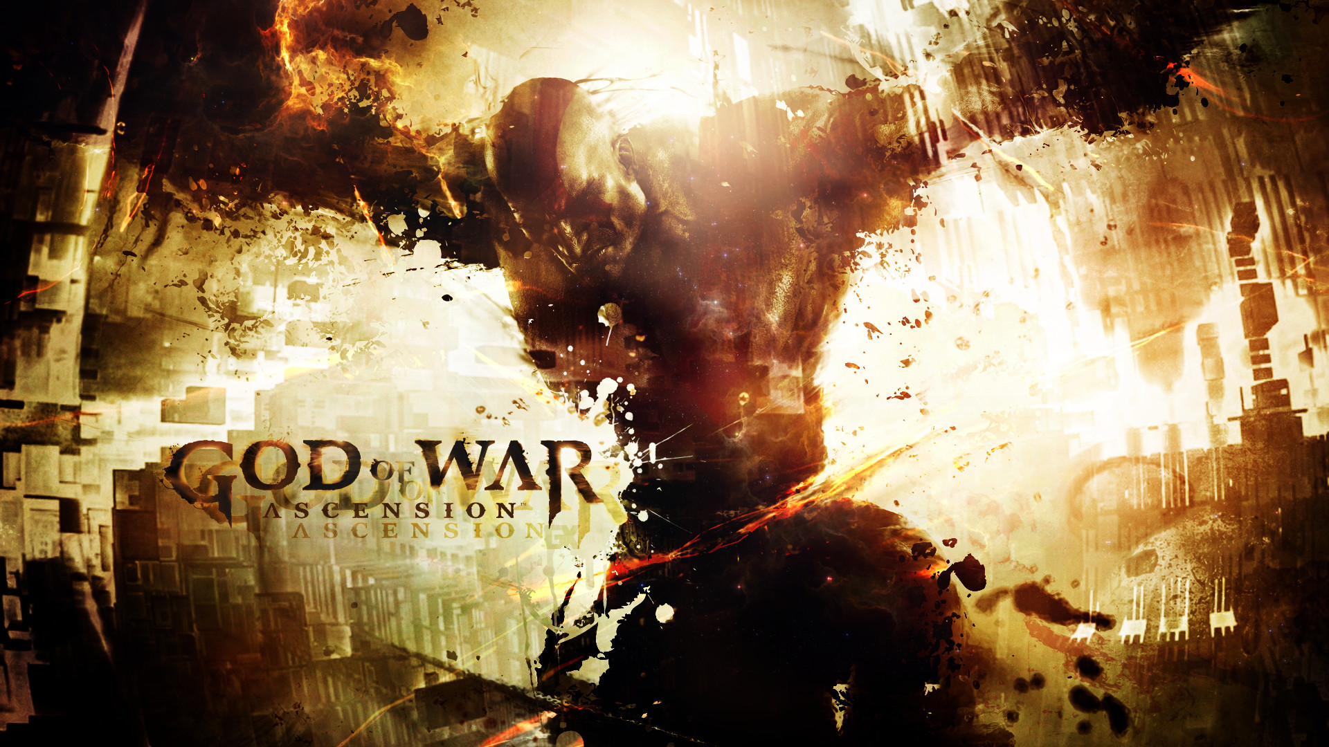 Kratos, God of War: Ascension, Logo, Toni dorati, Full HD, sfondo Windows 11