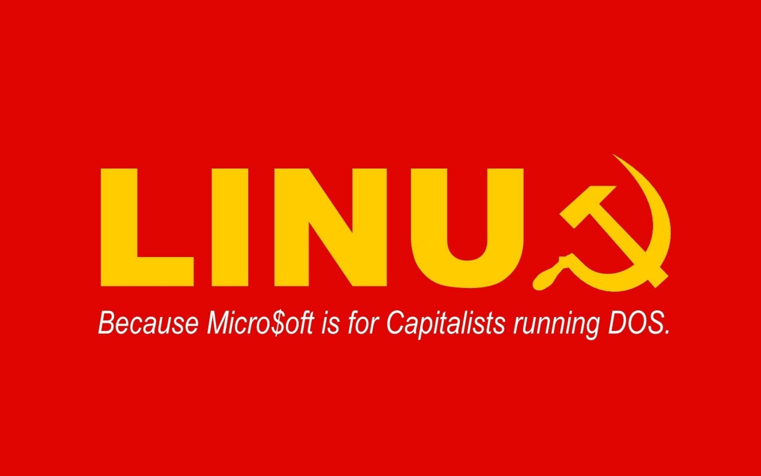 Linux, Falce e martello, Parodia, Sfondo rosso, 16:10 2K, wallpaper widescreen