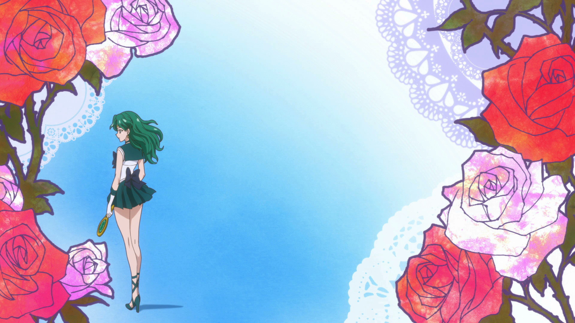 Sailor Neptune, Sailor Moon Crystal, Rose, Pizzo, Full HD, wallpaper per PC