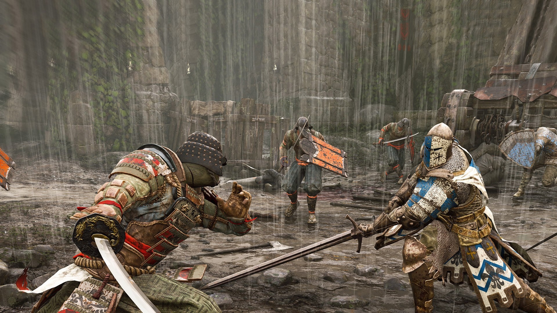 For Honor, Cavaliere, Samurai, Duello, Pioggia, 16:9 Full HD, sfondo widescreen