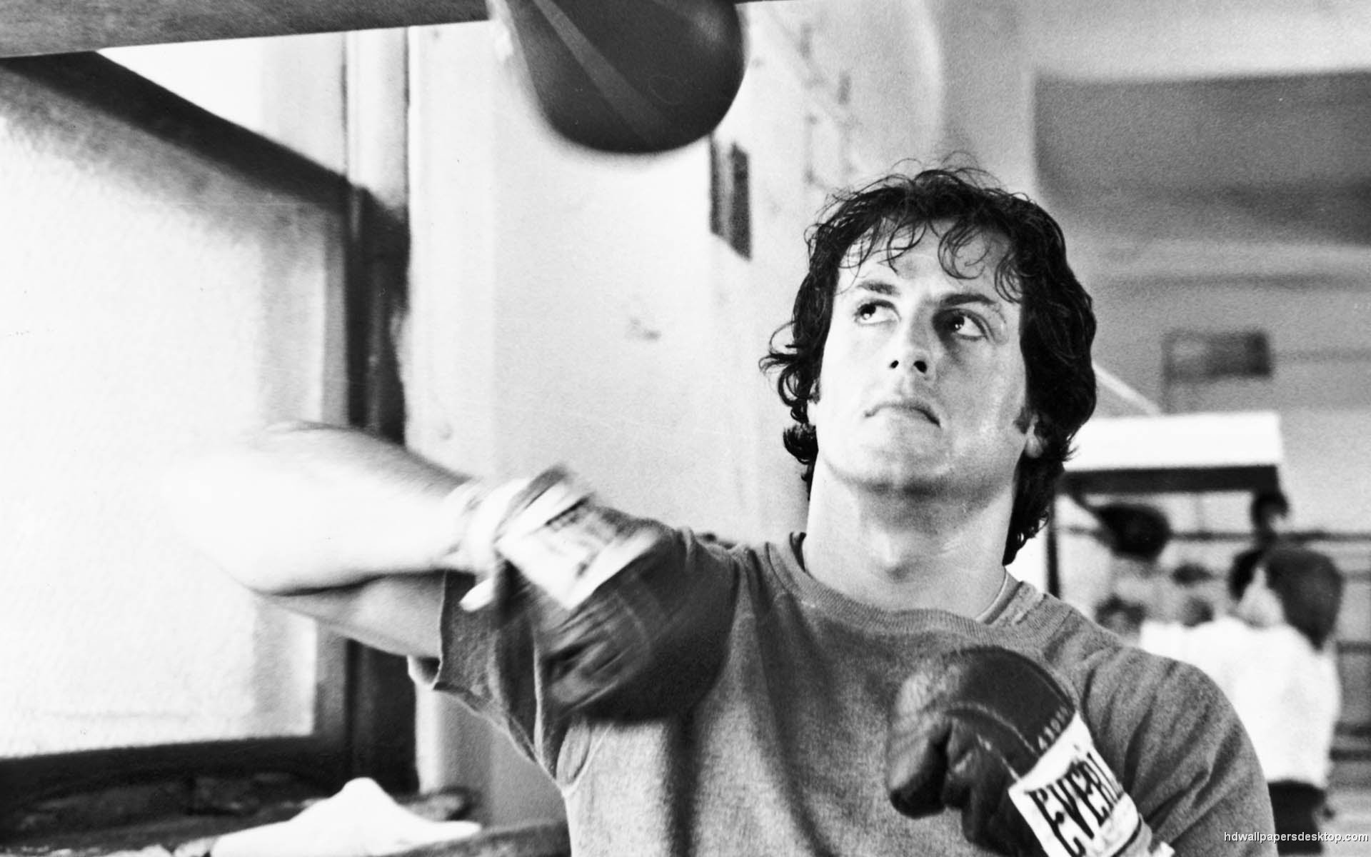 Rocky Balboa, Sylvester Stallone, Allenamento, Bianco e nero, 1920x1200, sfondo per PC