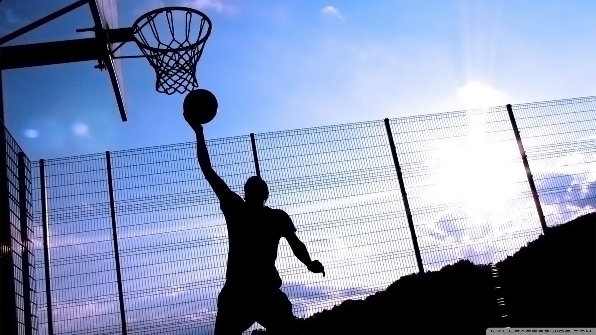 Silhouette, Tiro a canestro, Streetball, Controluce, Full HD 1080p, sfondo desktop