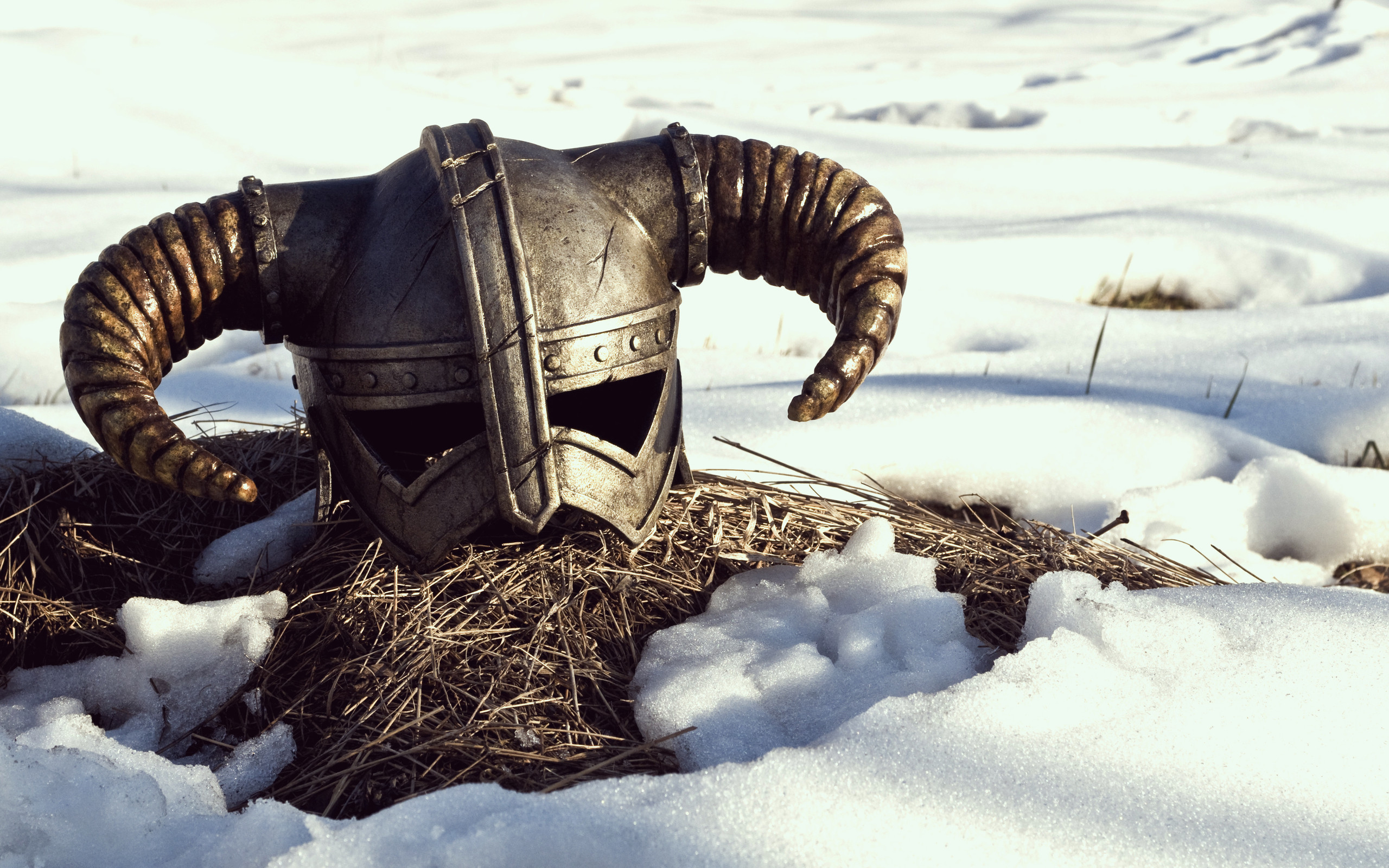 Elmo di ferro, The Elder Scrolls V: Skyrim, Corna, Neve, 2560x1600, sfondo MacBook Pro