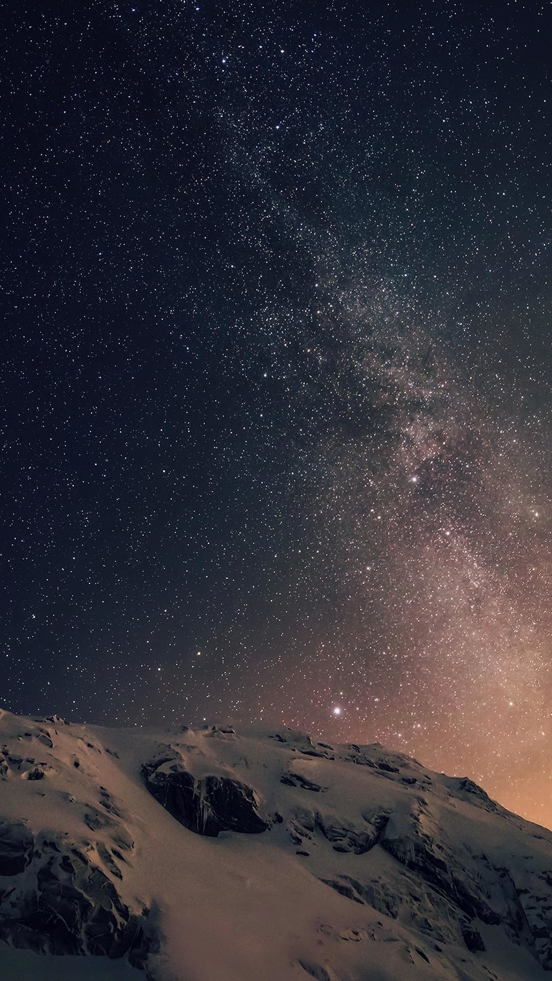 Via Lattea, Montagne innevate, Cielo stellato, wallpaper iPhone 7 Plus
