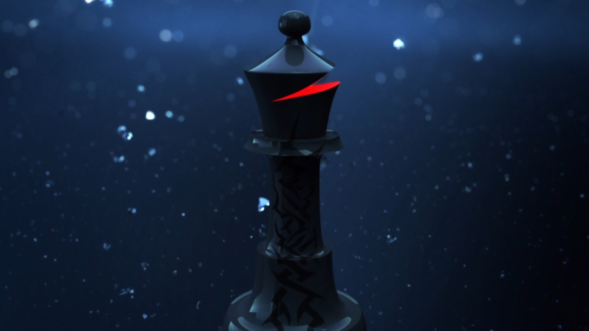 Re nero, Particelle, Sfondo blu, Rendering 3D, 16:9 Full HD, wallpaper widescreen