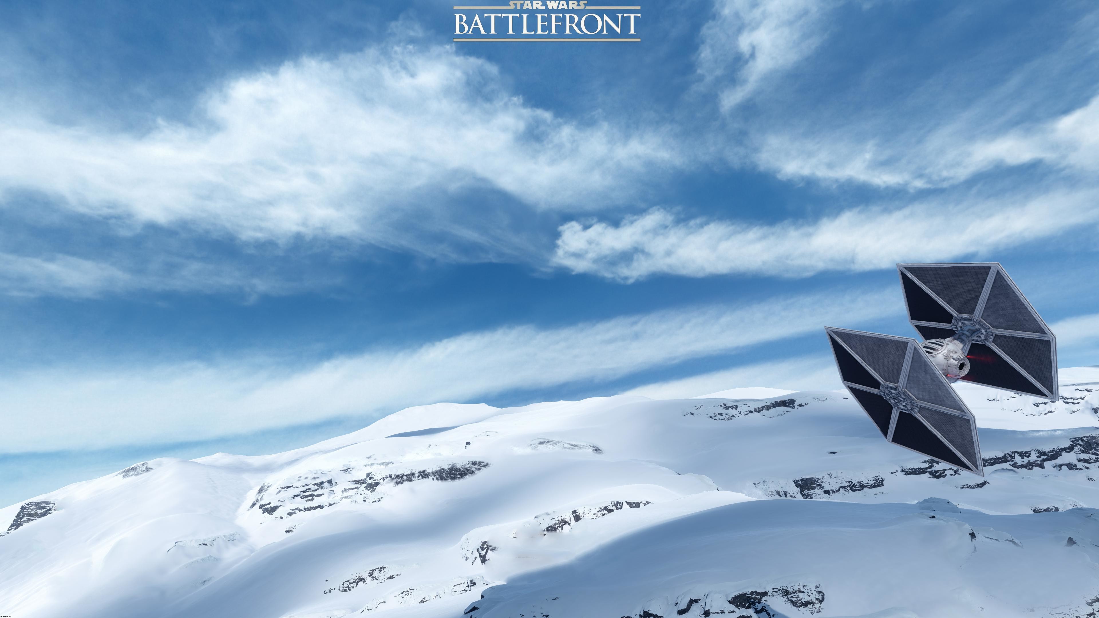 TIE Fighter, Star Wars Battlefront, Hoth, Neve, Cielo, 3840x2160, immagine di sfondo