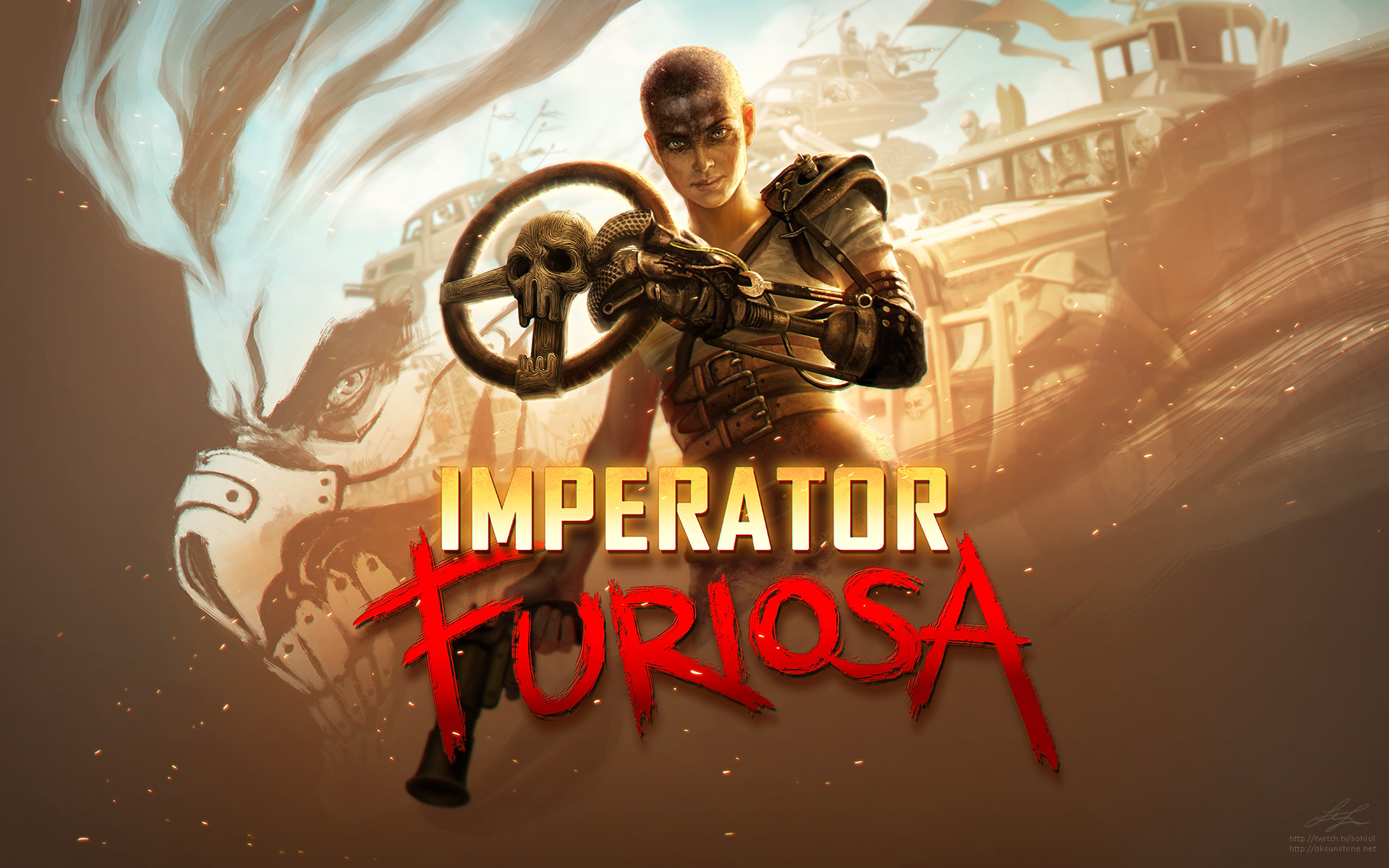 Imperatrice Furiosa, Charlize Theron, Mad Max: Fury Road, Illustrazione, Volante, wallpaper desktop