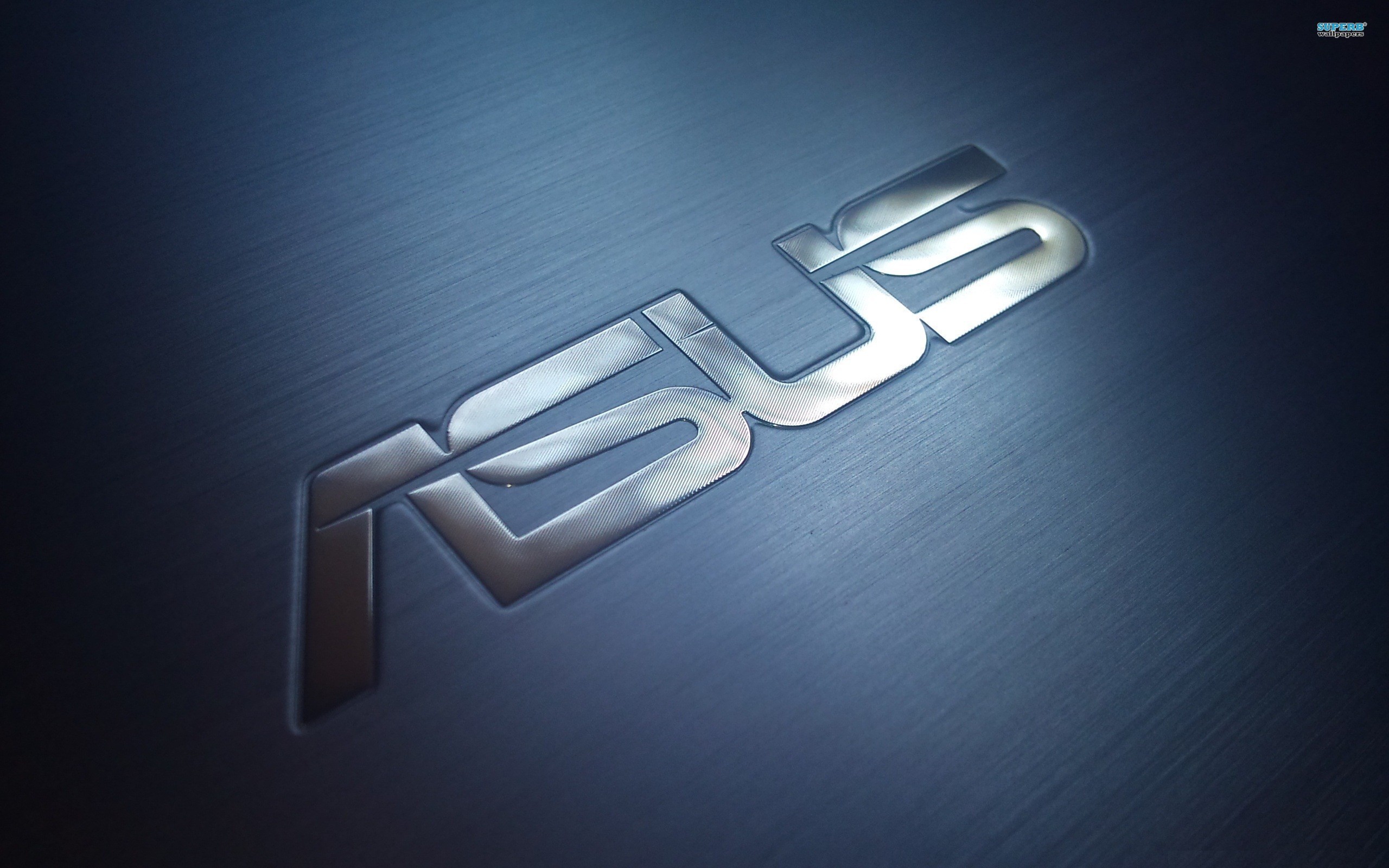 ASUS, Logo 3D, Metallo spazzolato, Blu, 2K, sfondo per PC