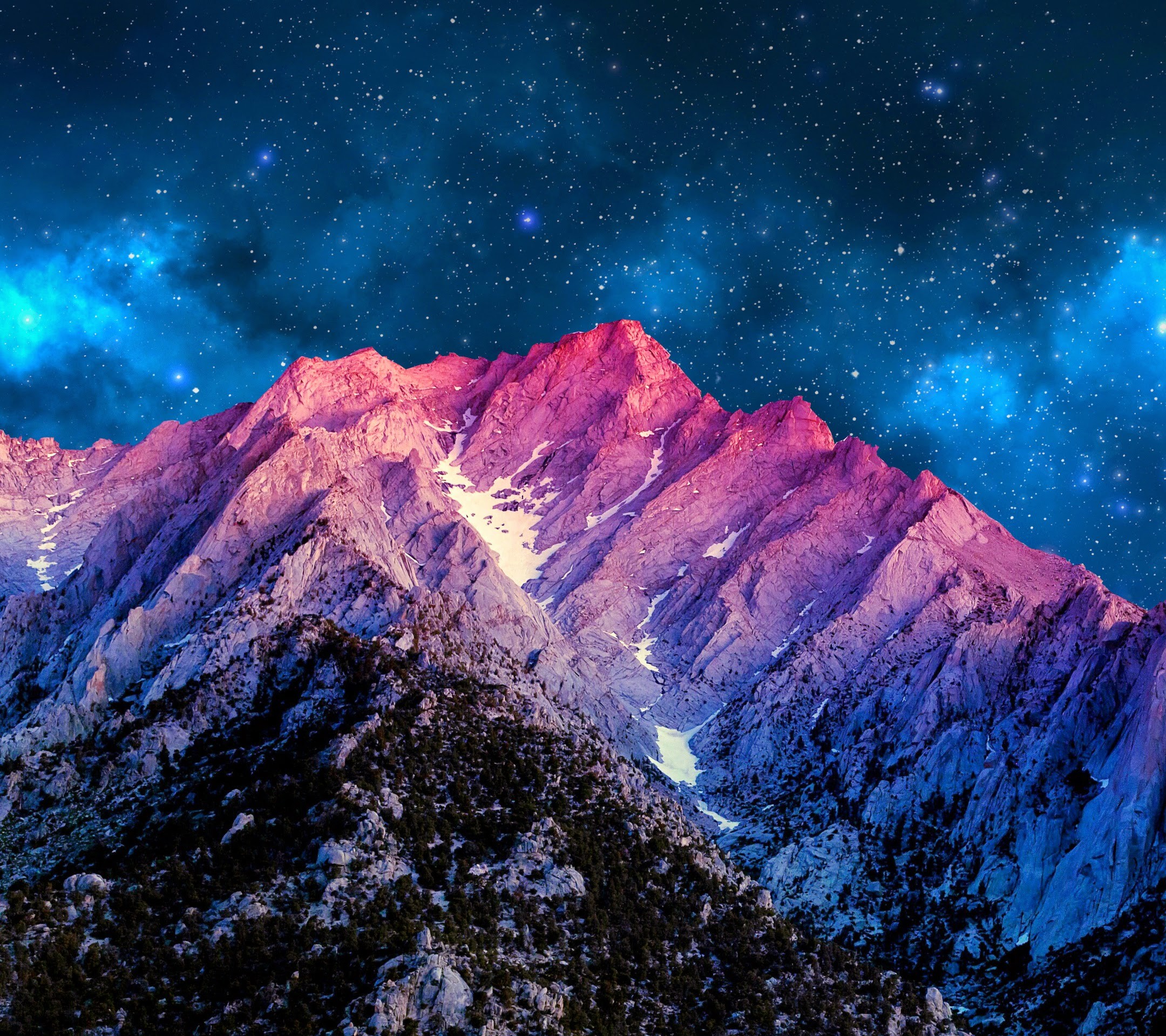 Montagna, Cielo stellato, Rosa, Notte, Full HD, sfondo per iPad e tablet
