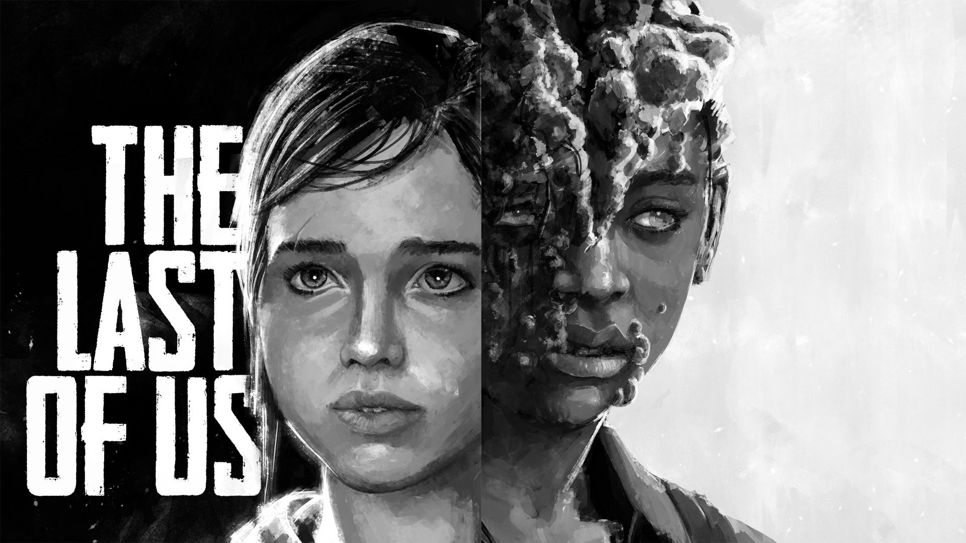 The Last of Us, Ellie, Infetto, Bianco e nero, Full HD, sfondo per PC