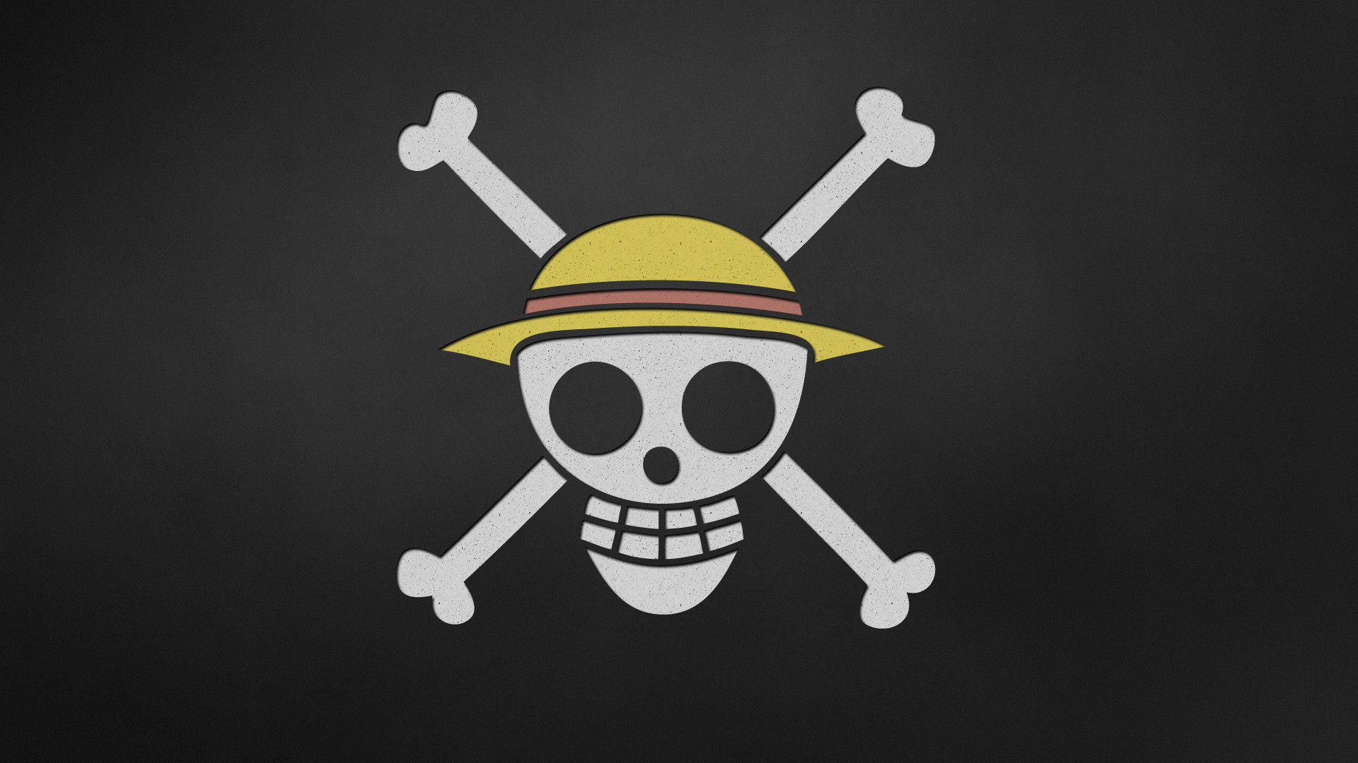 Jolly Roger di Cappello di paglia, One Piece, Teschio, Sfondo grigio, wallpaper per portatile