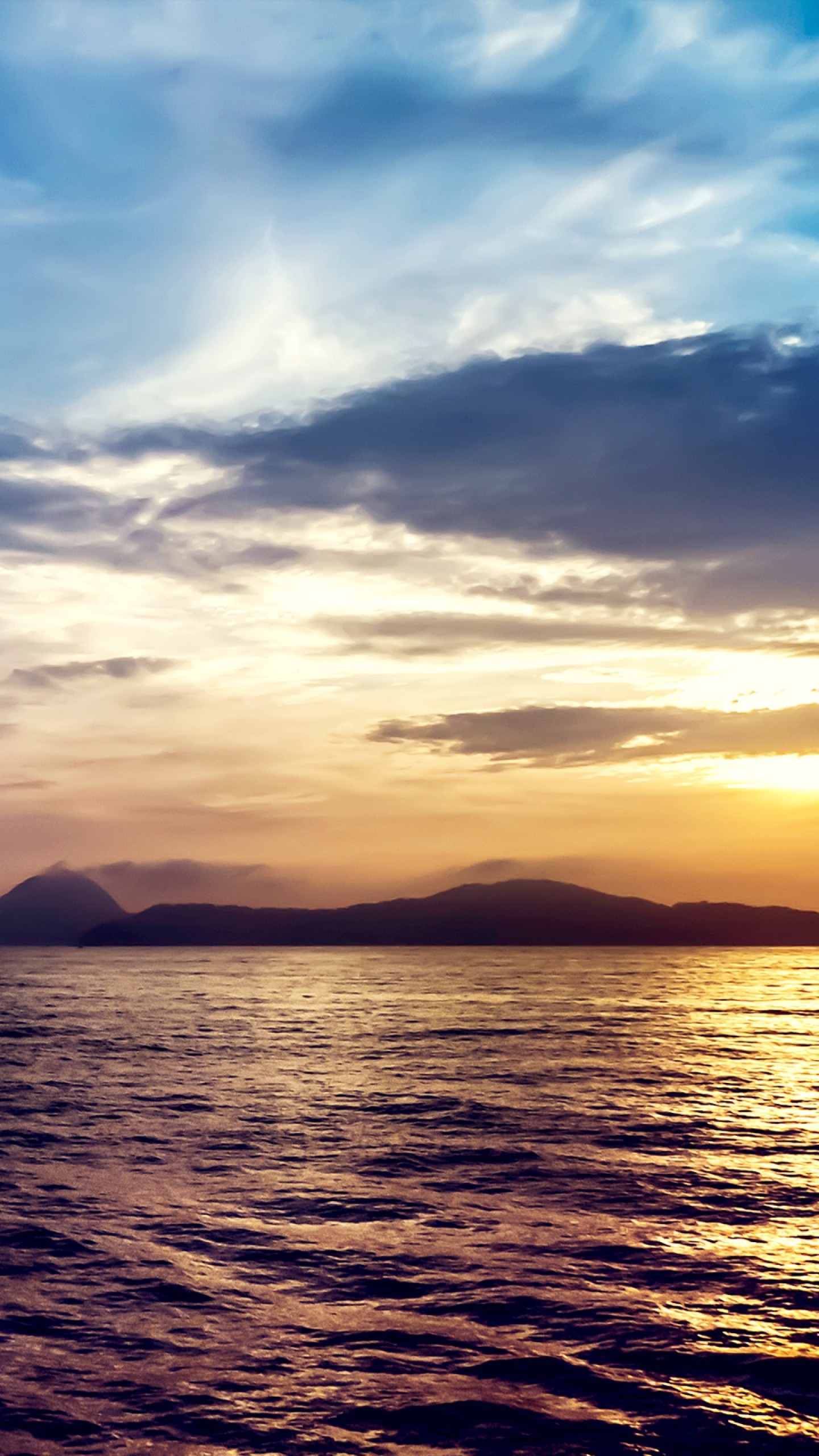 Tramonto, Mare, Nuvole, Cielo, wallpaper per iPhone e Android