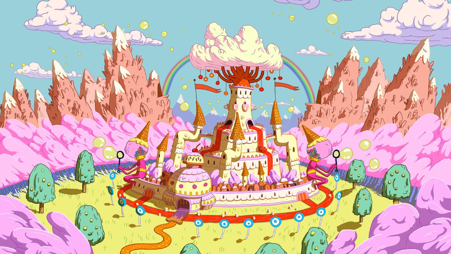 Regno delle Caramelle, Adventure Time, Castello, Rosa, 16:9 Full HD, wallpaper widescreen