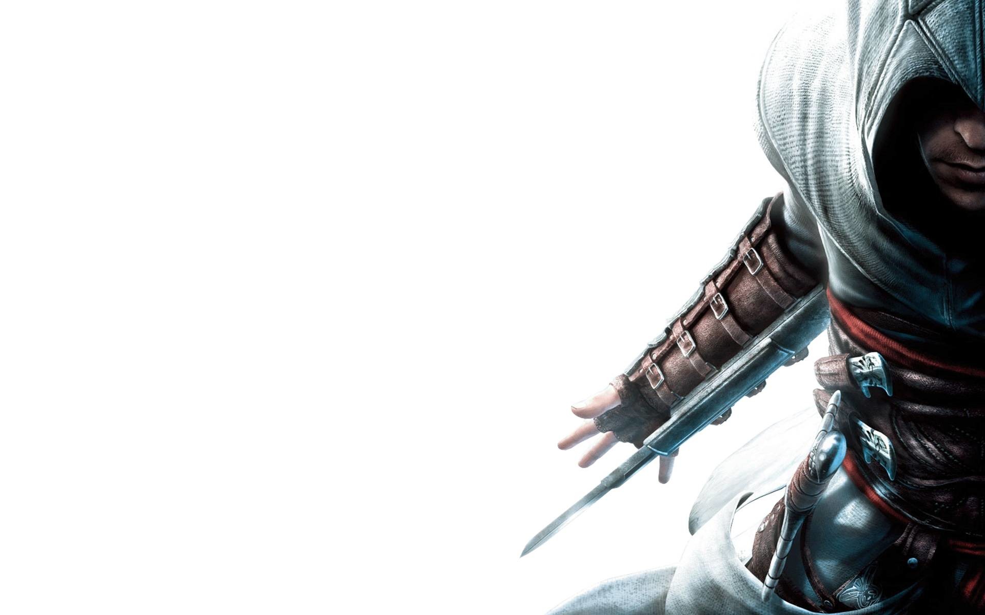 Altaïr, Assassin's Creed, Lama celata, Sfondo bianco, 16:10 Full HD, wallpaper widescreen