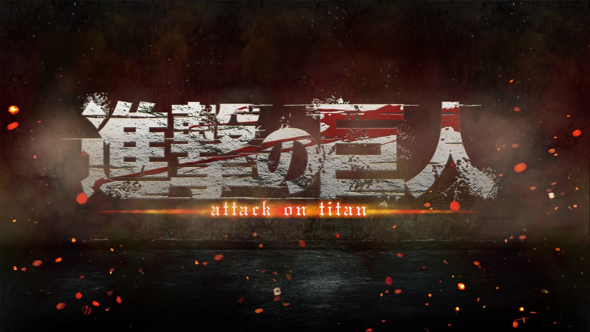 Shingeki no Kyojin, L'attacco dei giganti, Logo, Scintille, Toni rossi, sfondo desktop 1920x1080