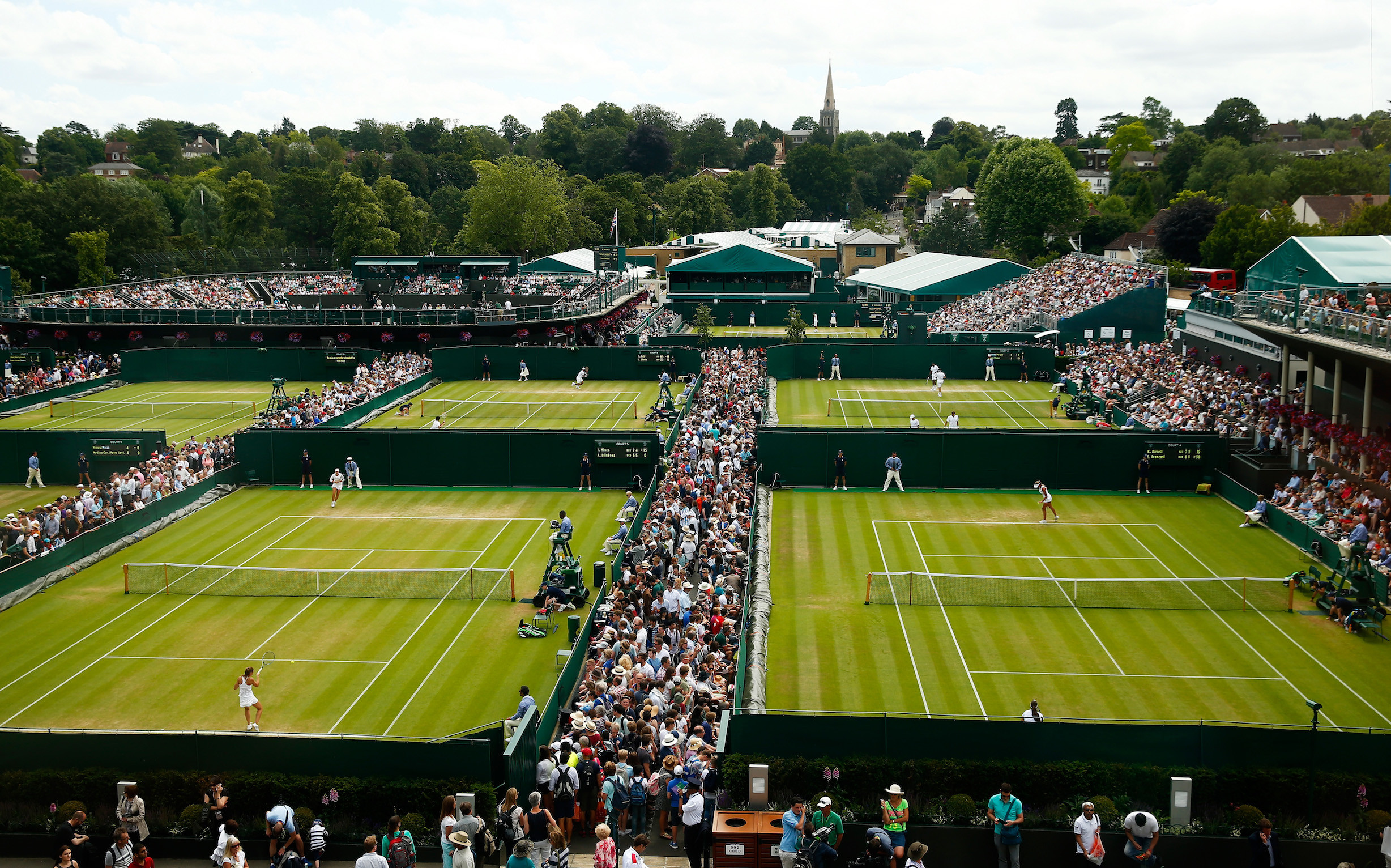 Wimbledon, Campi in erba, Pubblico, Veduta aerea, Full HD, sfondo per portatile