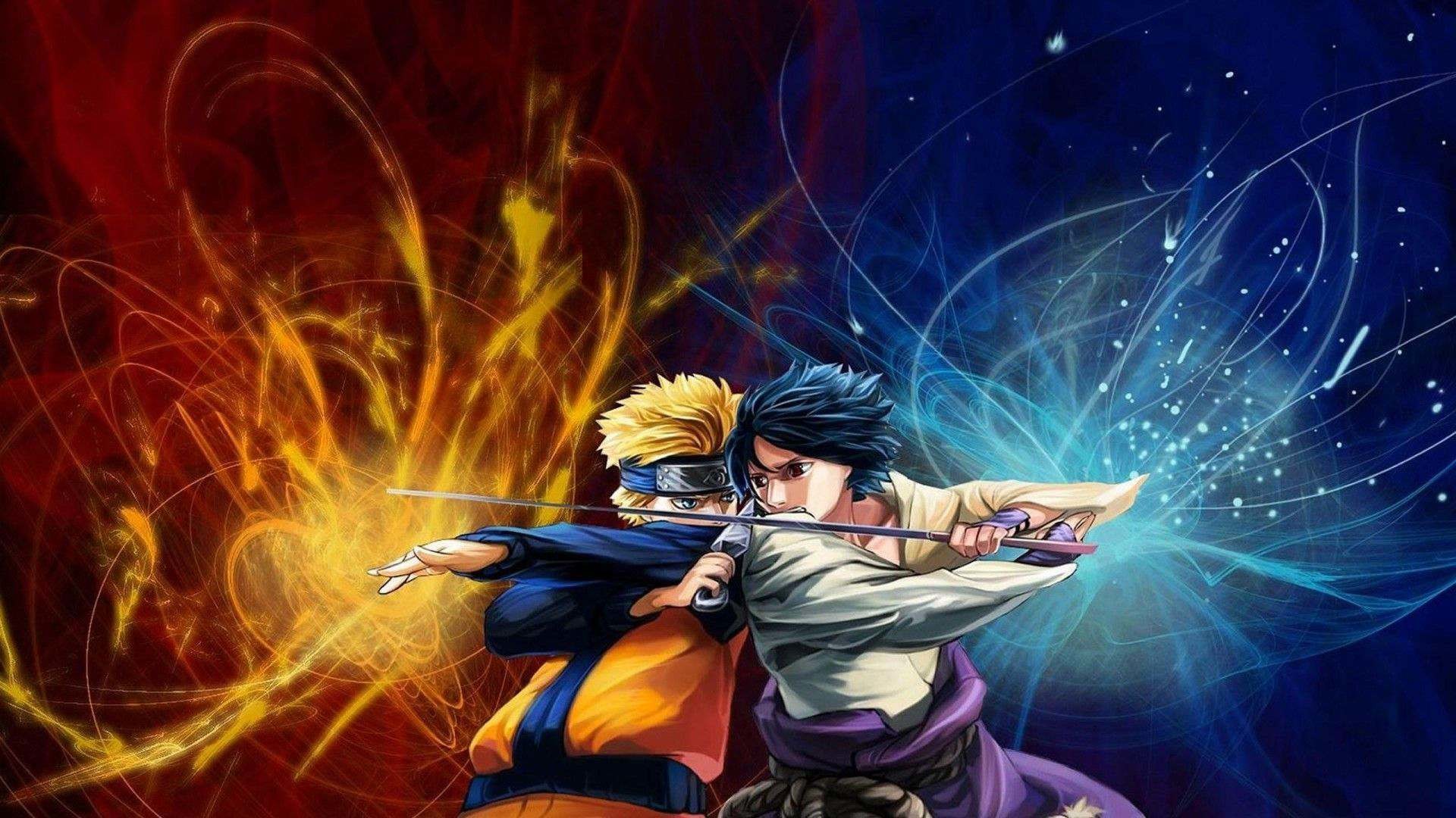 Naruto Uzumaki, Sasuke Uchiha, Naruto, Scontro, Fuoco e ghiaccio, sfondo desktop 1920x1080