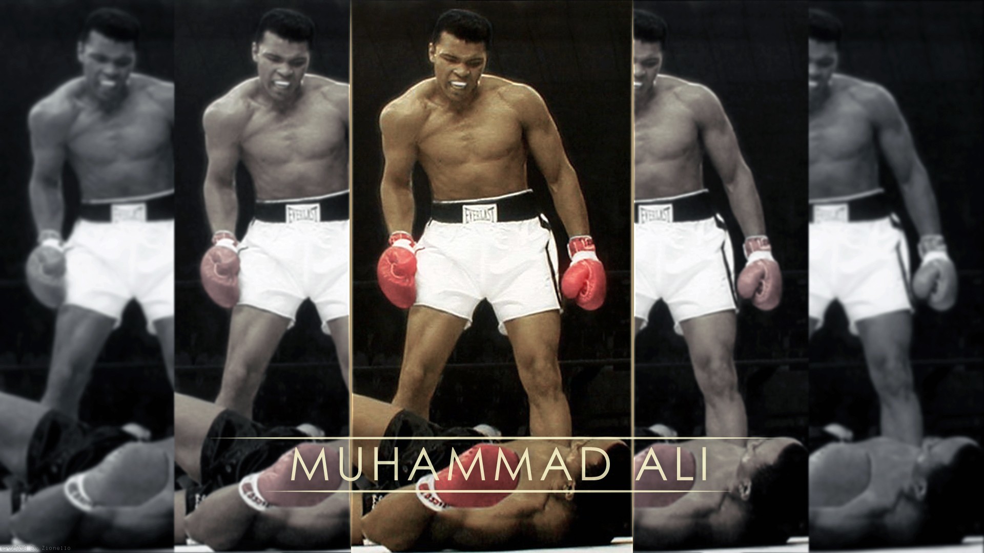 Muhammad Ali, Sonny Liston, Collage, Ring, Full HD, sfondo per PC e portatile