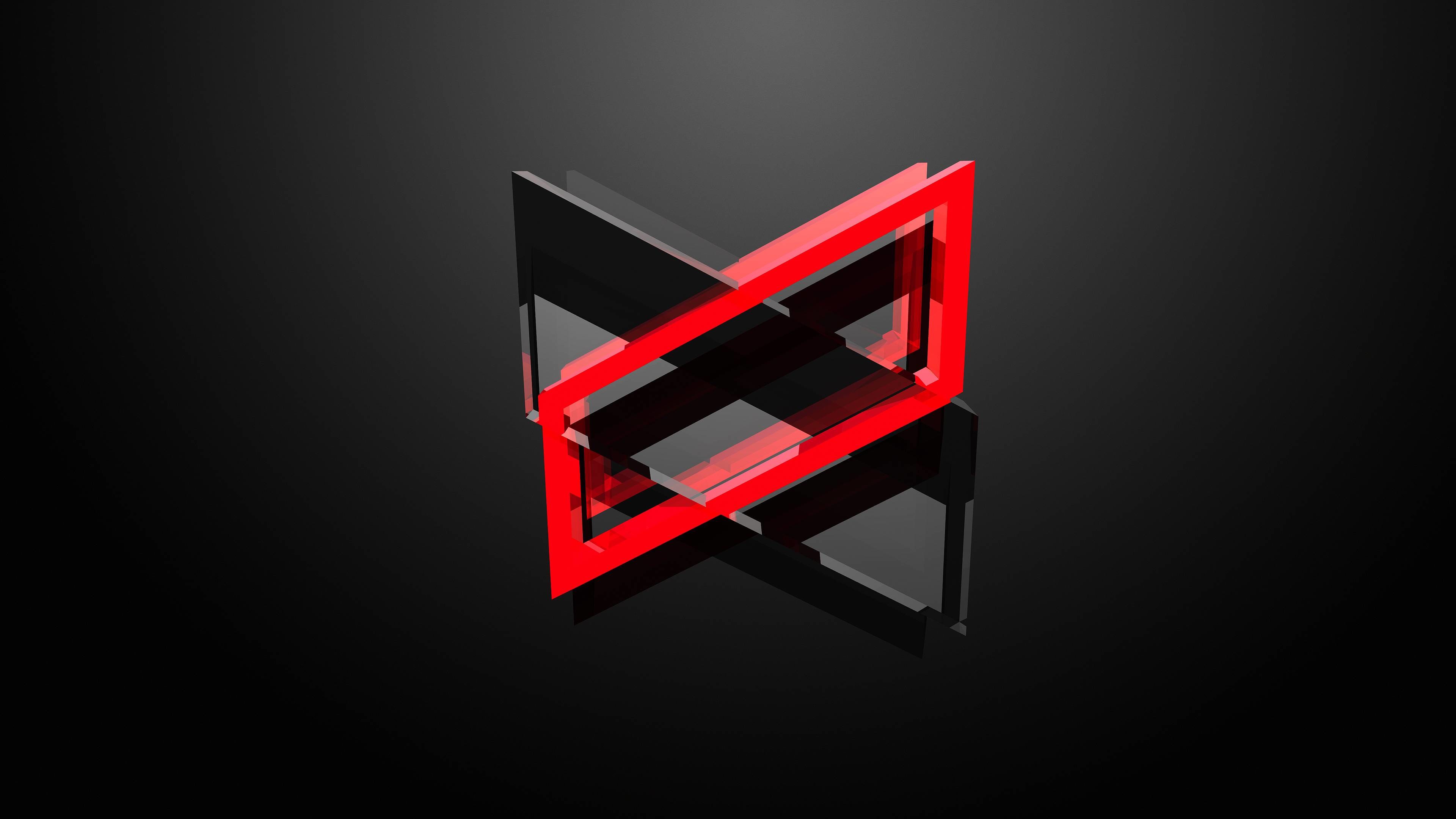 Astratto, Forme geometriche, Rosso, Sfondo nero, 4K, wallpaper per portatile