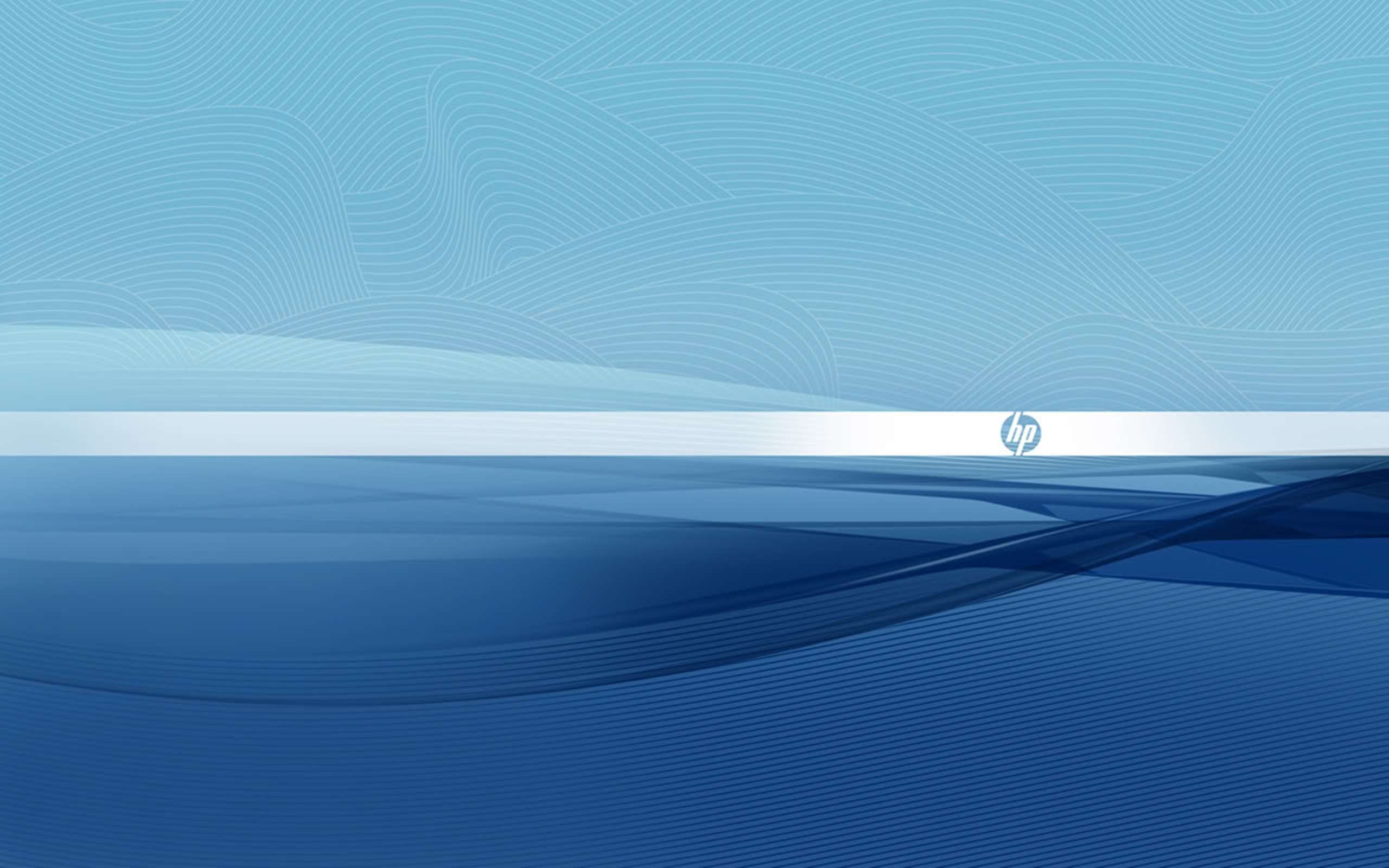 Logo HP, Onde, Azzurro, Minimalismo, Hewlett-Packard, 2K, sfondo per PC e portatile