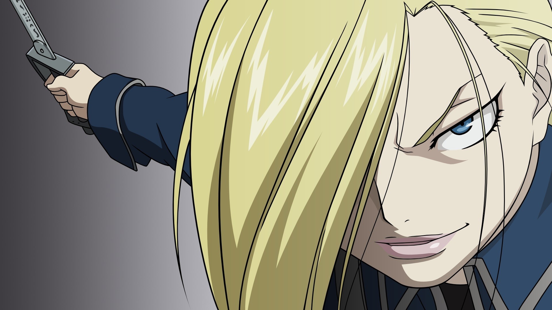 Olivier Mira Armstrong, Fullmetal Alchemist: Brotherhood, Spada, Primo piano, sfondo 1080p