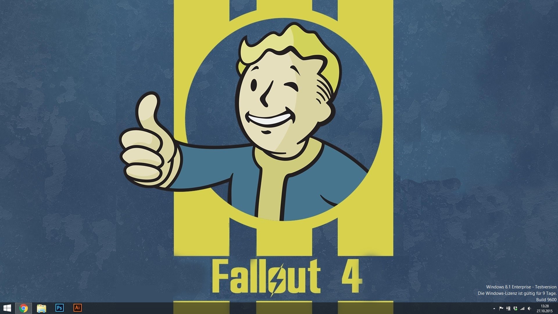 Vault Boy, Fallout 4, Pollice in su, Blu e giallo, Full HD, sfondo Windows 11