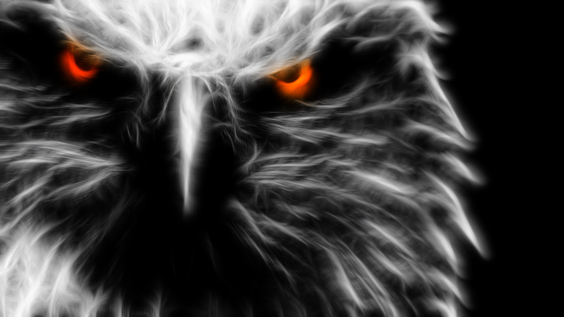 Aquila, Arte frattale, Occhi rossi, 16:9 Full HD, wallpaper widescreen