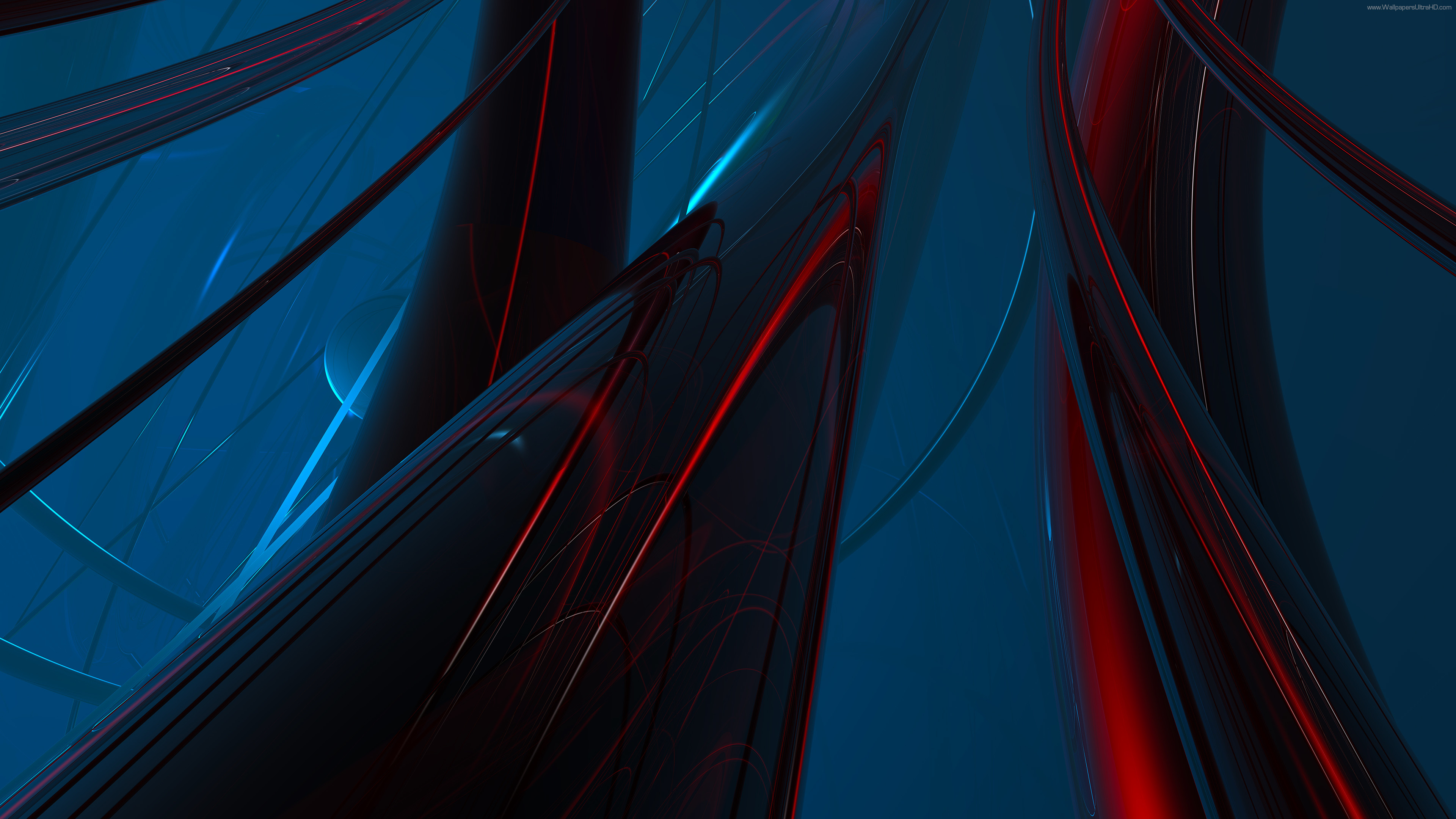 Astratto, Blu, Rosso, Rendering 3D, 4K, wallpaper per computer