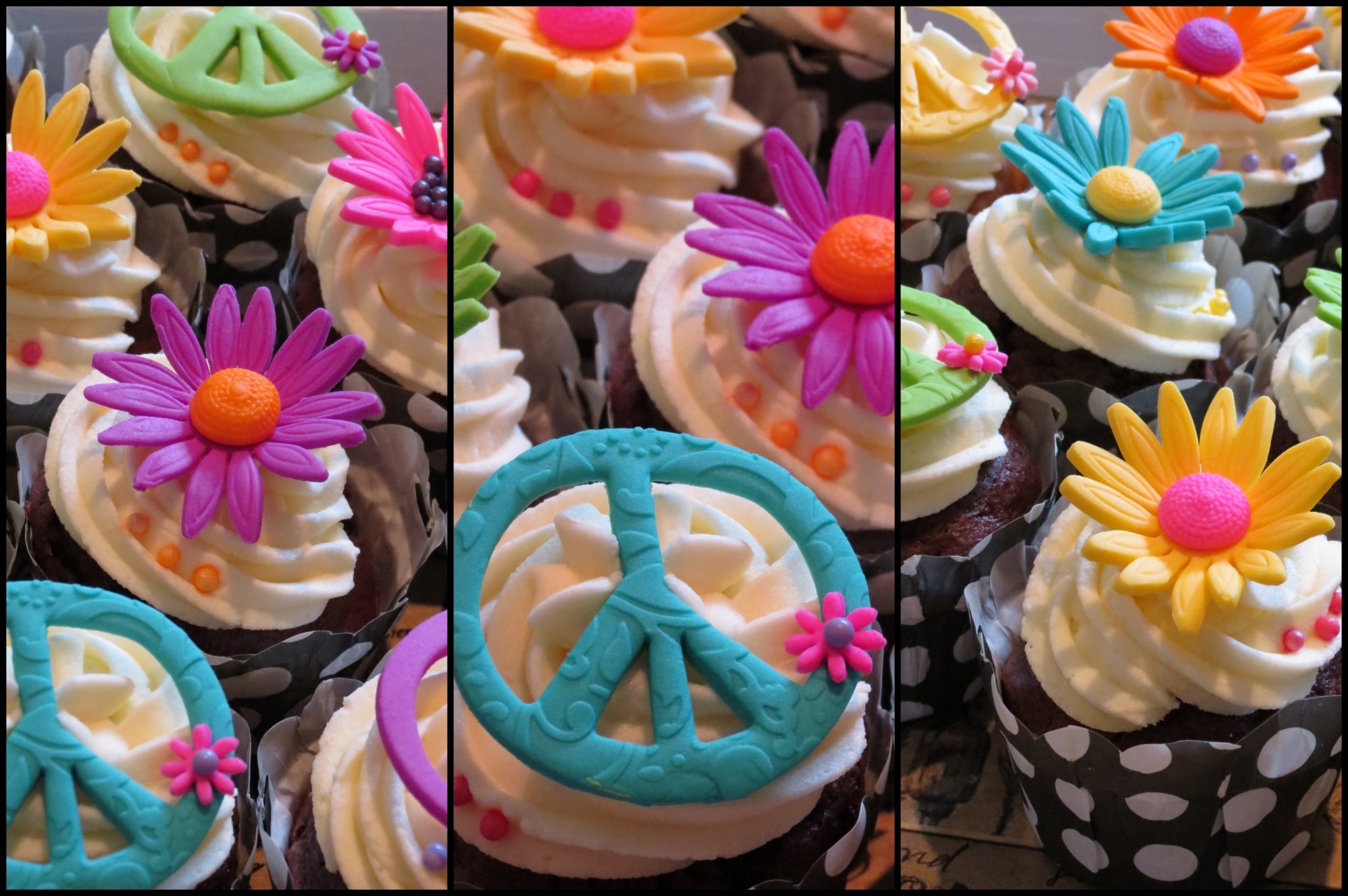 Cupcake, Simbolo della pace, Fiori di zucchero, Full HD, sfondo per portatile