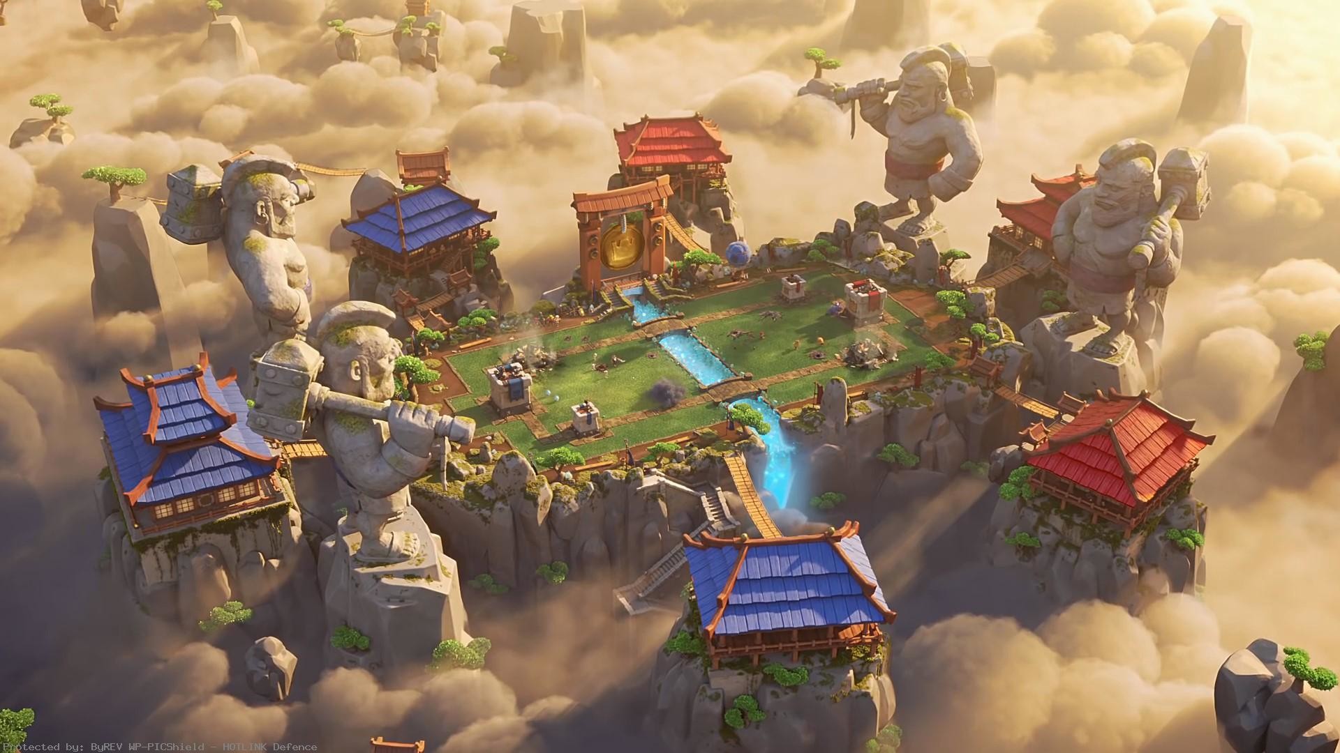 Clash Royale, Arena, Nuvole, Templi, 1920x1080, sfondo per PC