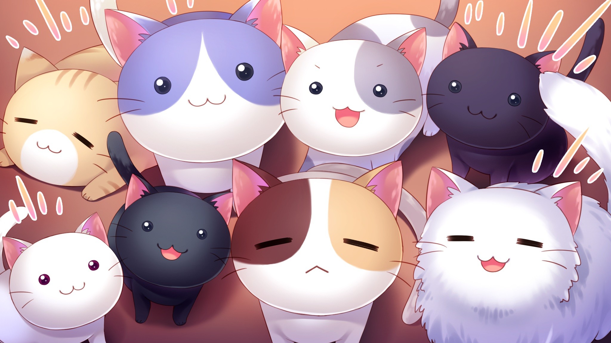Gattini, Kawaii, Chibi, Gatti, Full HD, sfondo Windows 11