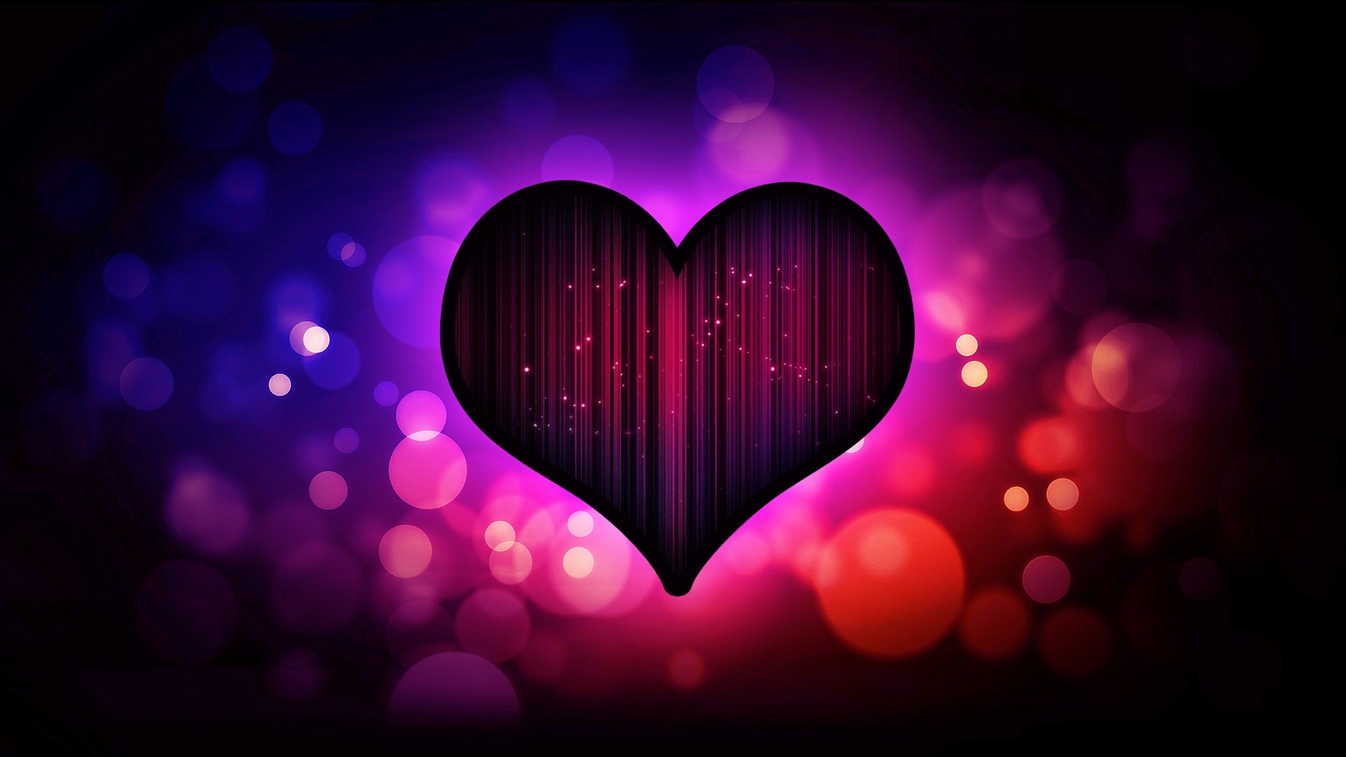 Cuore, Bokeh, Viola, Luci, 1920x1080, immagine di sfondo
