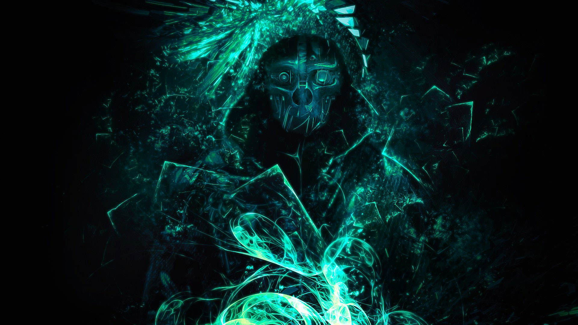 Assassin's Creed, Assassino, Neon verde, Arte digitale, Full HD, sfondo per portatile