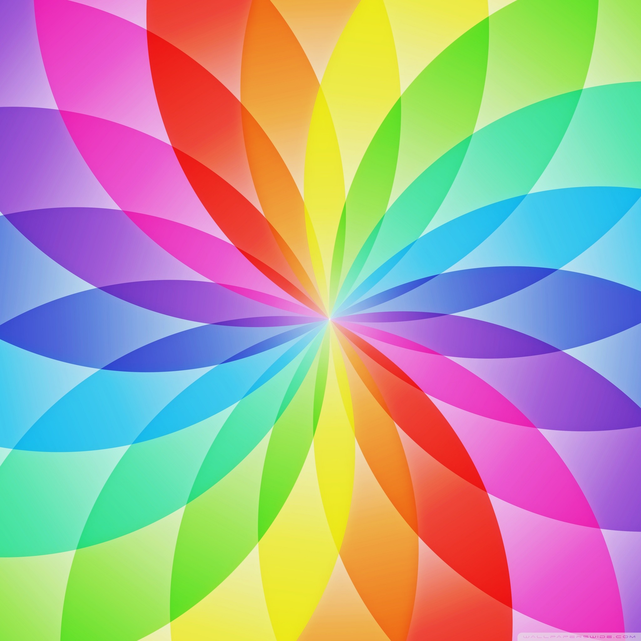 Fiore geometrico, Colori dell'arcobaleno, Petali, Full HD, sfondo per iPad e tablet