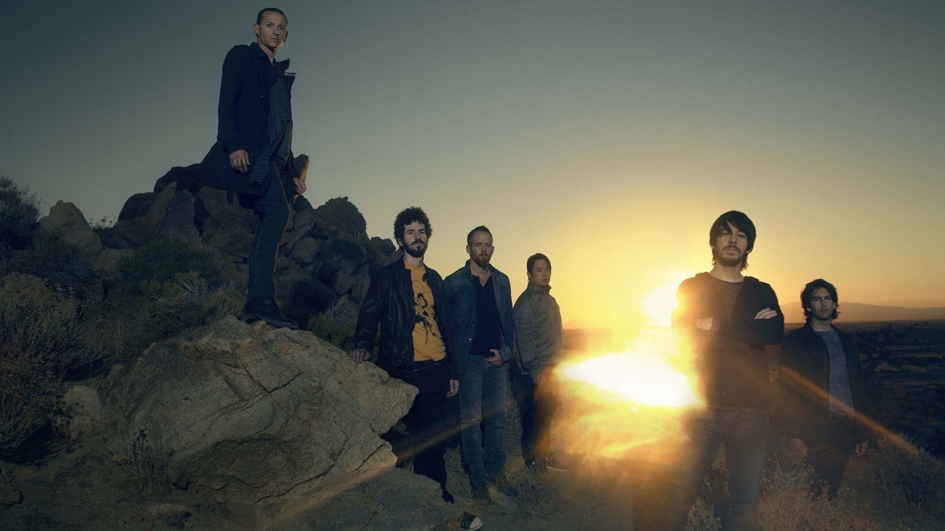 Linkin Park, Band, Tramonto, Rocce, Deserto, Full HD, sfondo per portatile