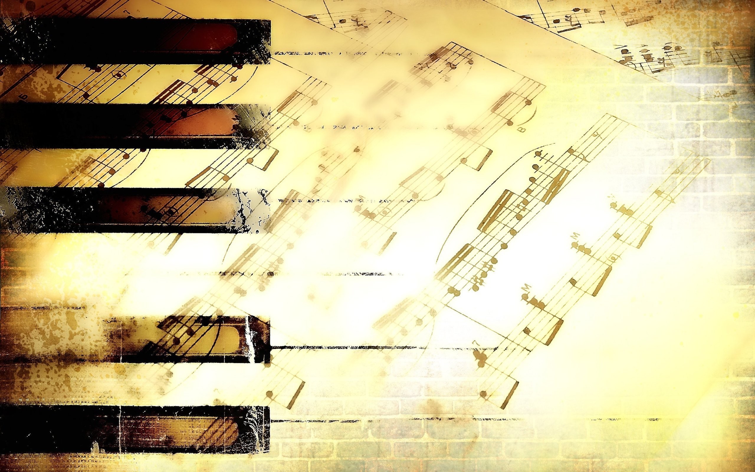 Tasti di pianoforte, Spartito, Note musicali, Seppia, 2560x1600, sfondo per PC