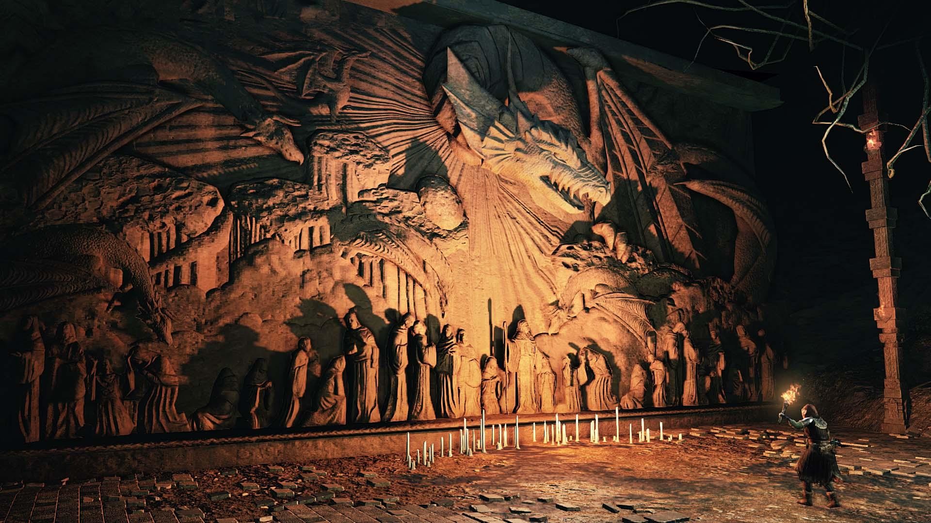Dark Souls II, Bassorilievo, Grotta, Luce calda, Full HD 1080p, sfondo desktop